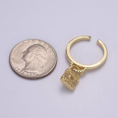 Lock Ring ☆ Cuff Open Padlock Adjustable Ring