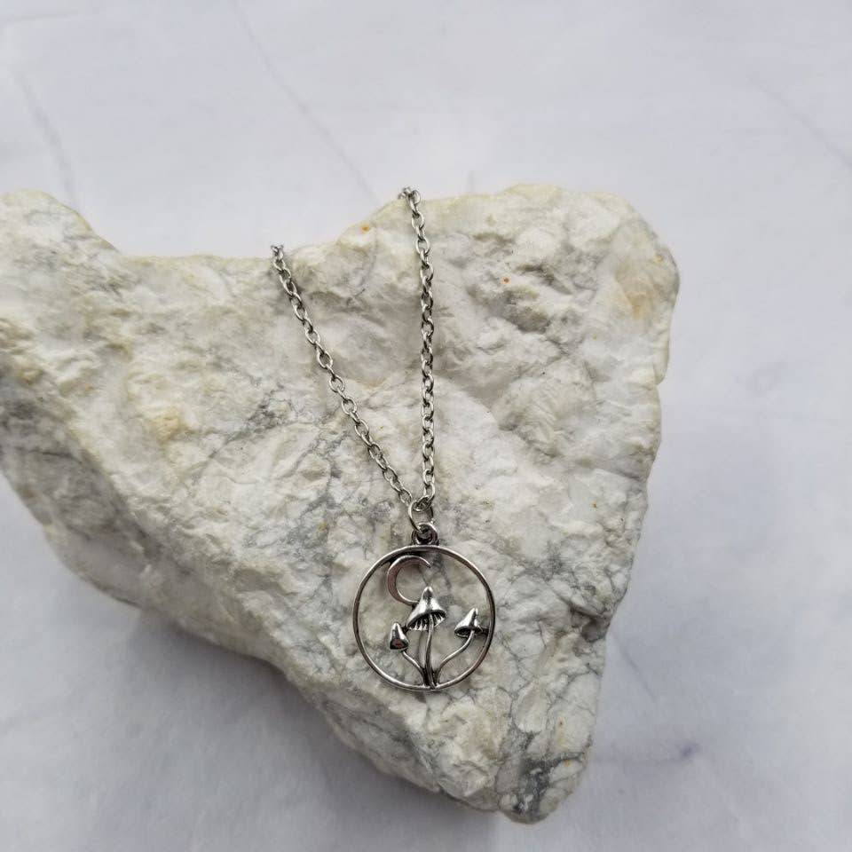 Moon Mushroom Pendant Necklace
