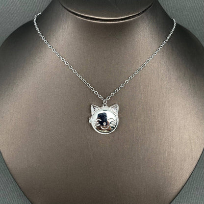 Cat Locket Charm Necklace