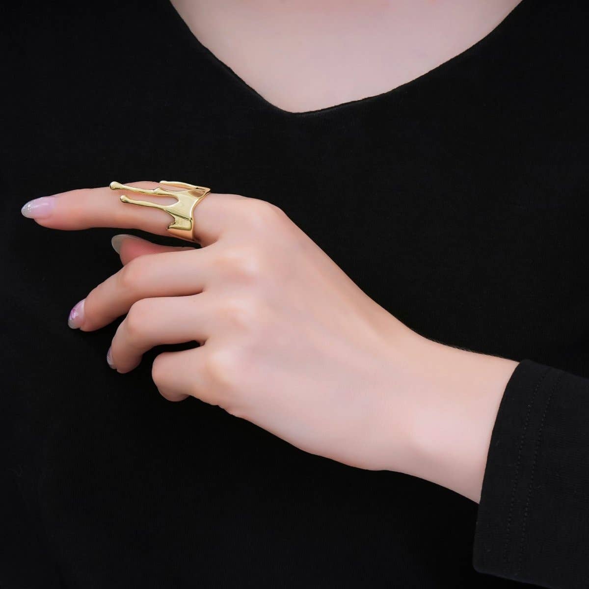 24K Gold Filled Liquid Drip Adjustable Open Ring