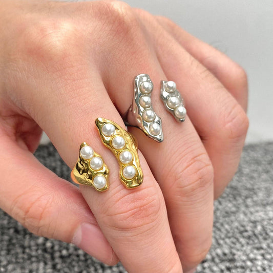 Inlaid Pearl 18K Gold Plated Ring