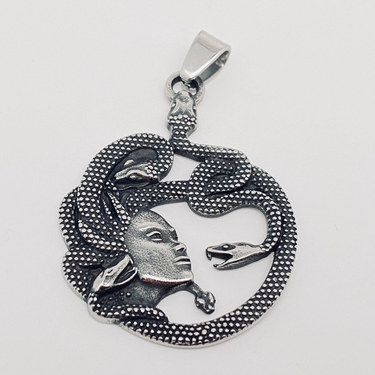 Medusa Snake Stainless Steel Pendant on Chain