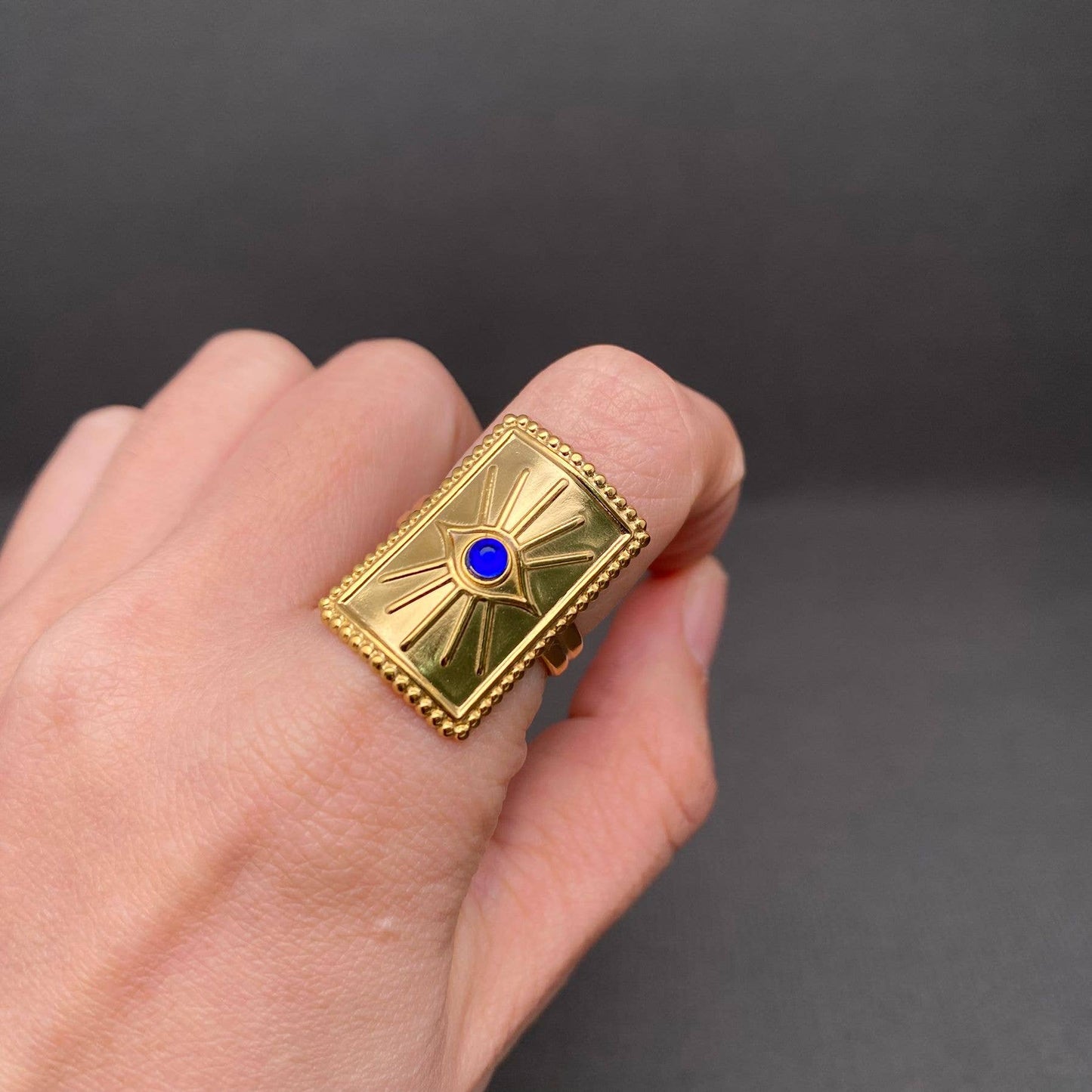 Swarovski Crystal ☆ Evil Eye 18K Gold Plated Stainless Steel Ring