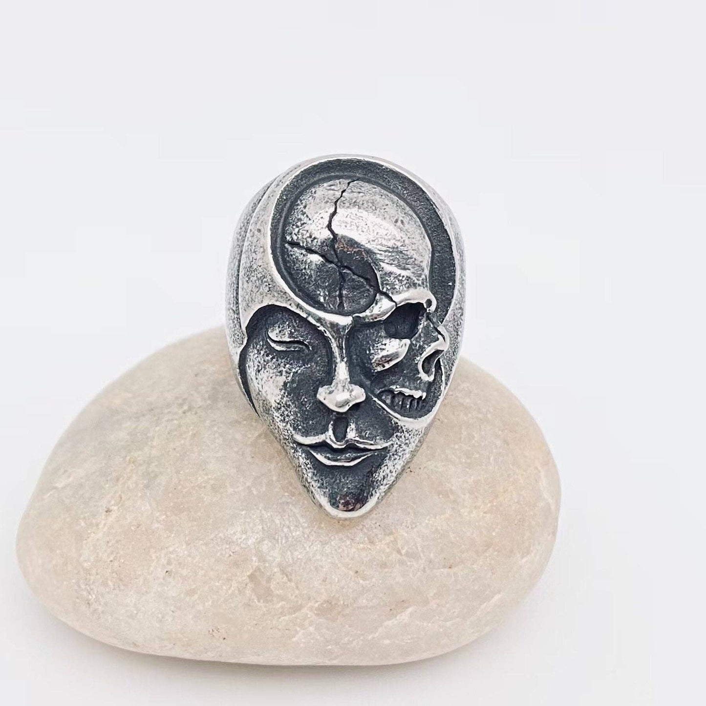 Double Face Gothic Stainless Steel Skull Ring