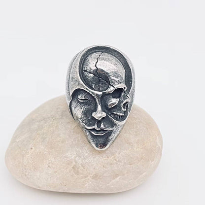 Double Face Gothic Stainless Steel Skull Ring