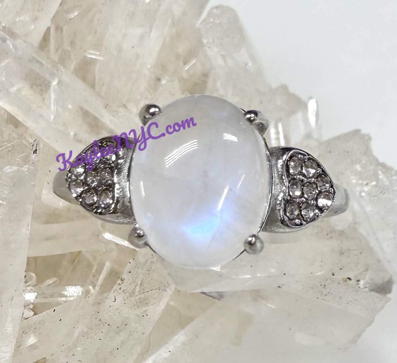 Natural Moonstone Stainless Steel Rings