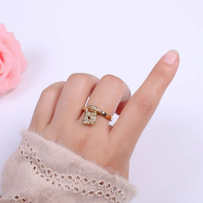 Lock Ring ☆ Cuff Open Padlock Adjustable Ring