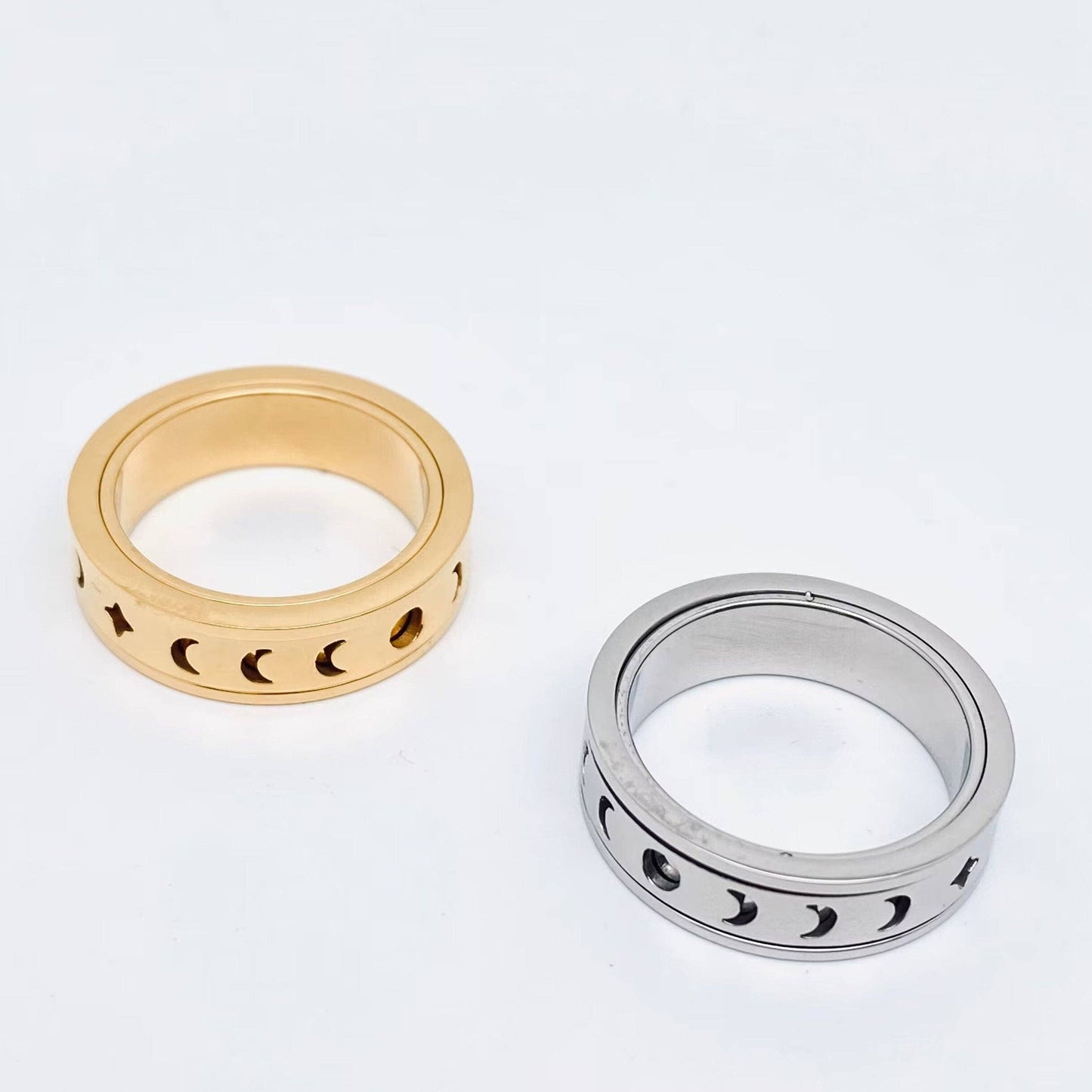 Rotatable "Moon God" 🌛🌕 Gold-Plated Stainless Steel Fidget Ring