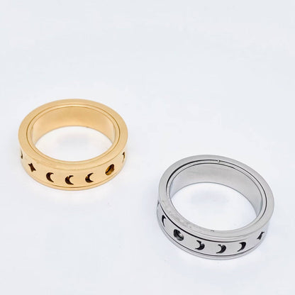 Rotatable "Moon God" 🌛🌕 Gold-Plated Stainless Steel Fidget Ring
