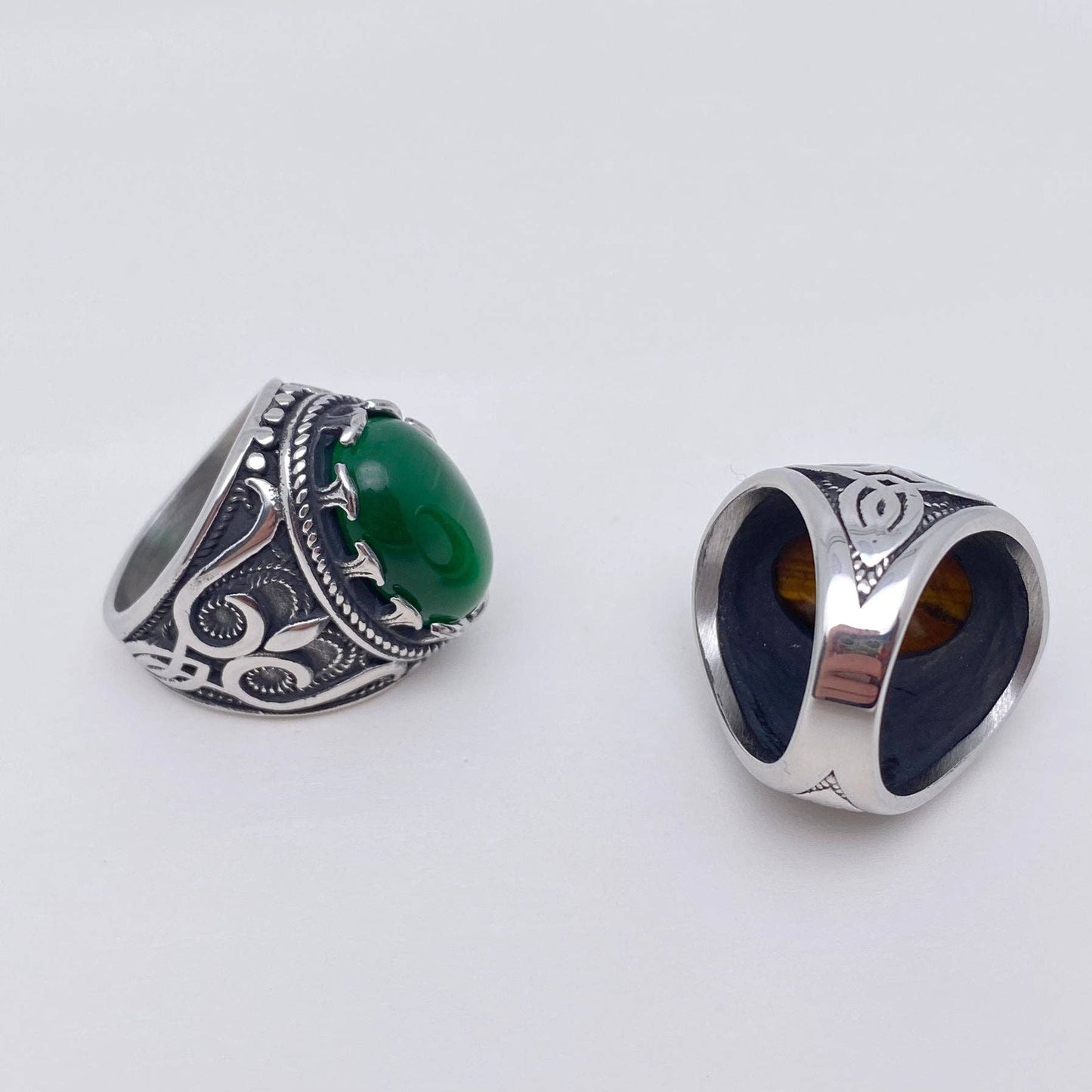 Tiger Eye Gemstone Stainless Steel Ring