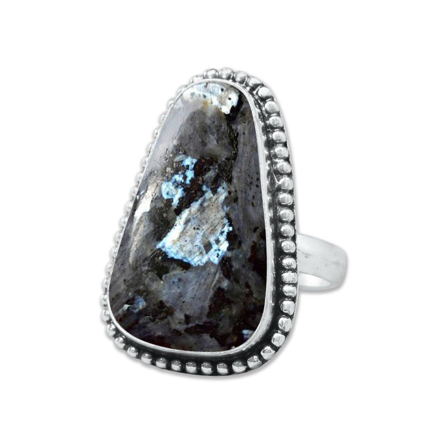 Larvikite Rings ☆ Norwegian Moonstone ☆ Handmade, Silver-Plated