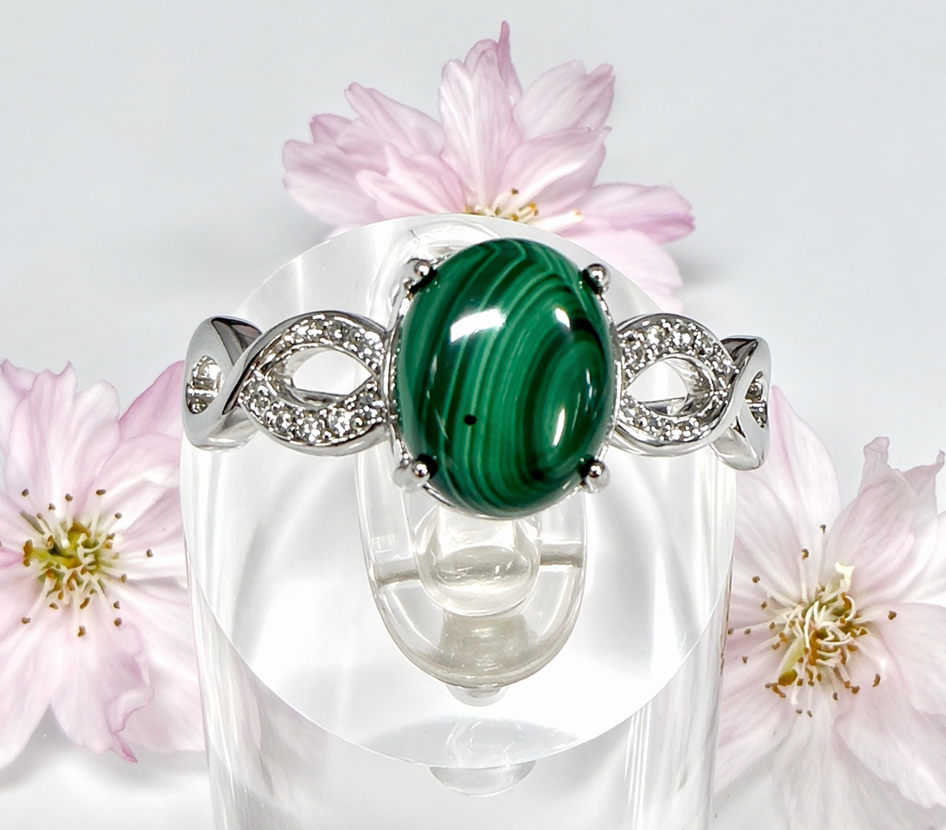 Natural Malachite Stainless Steel Rings