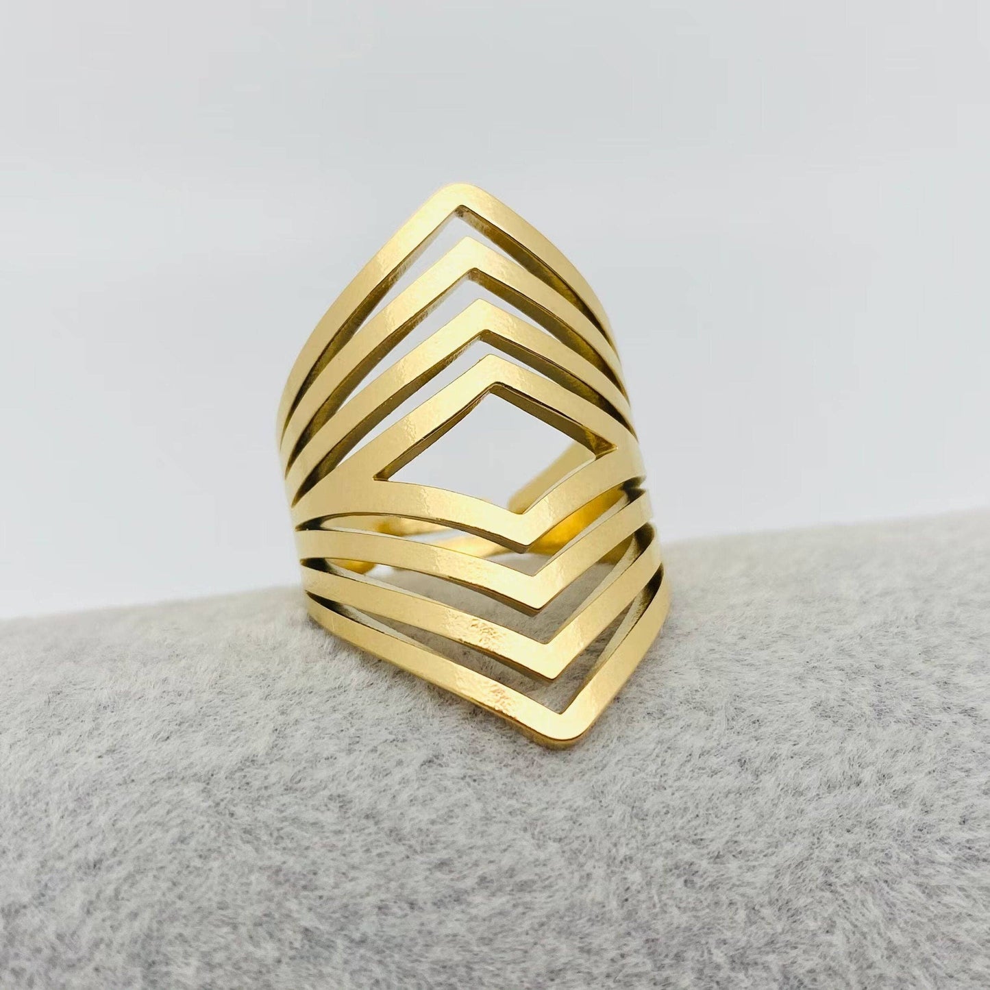 Stainless Steel Geometric Hollow Ring