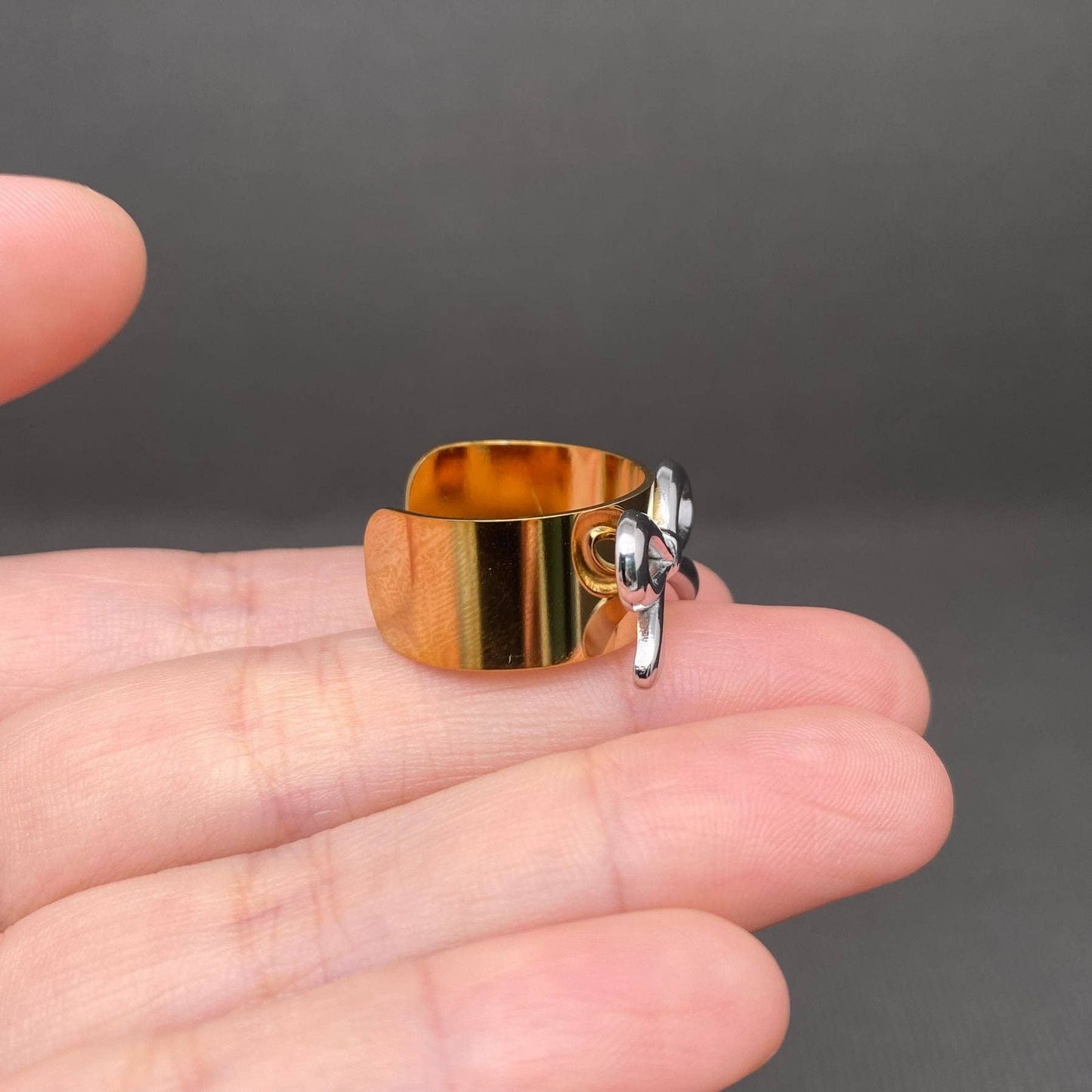 Two-Tone Bow ☆ 18K Gold Plated Stainless Steel Ring