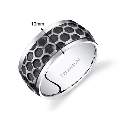 Men's Two Tone Hexagon Premium Titanium Band 10mm Size 7