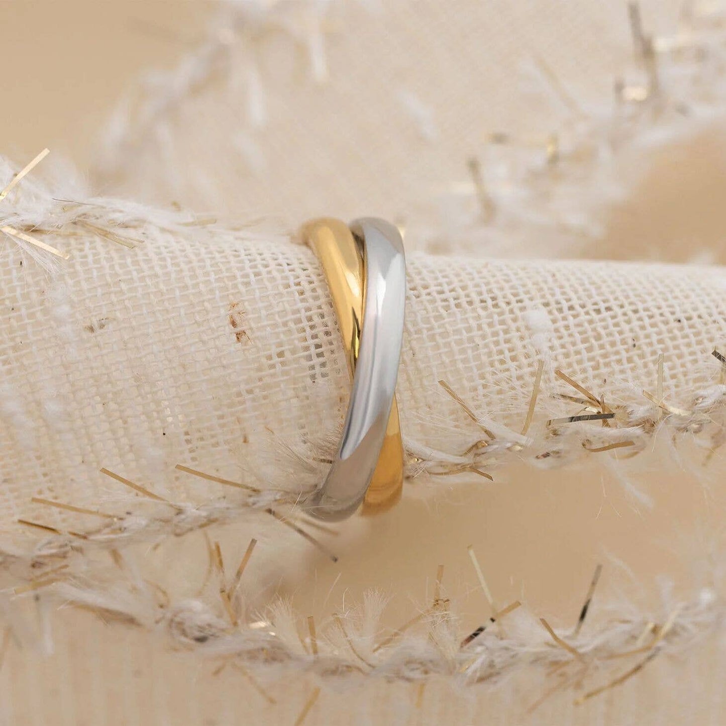 Mixed Metal Intertwined Ring ☆ 18K Gold & Stainless Steel