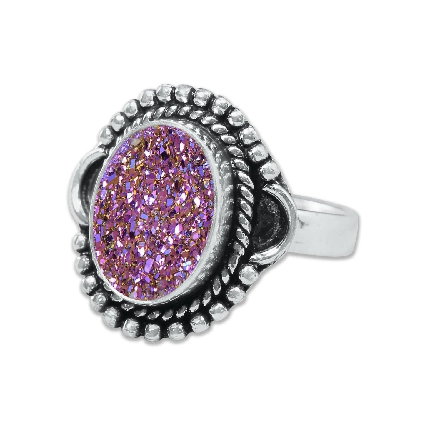 Titanium Druzy Rings – Handmade & Silver-Plated ☆ Sizes 6-10