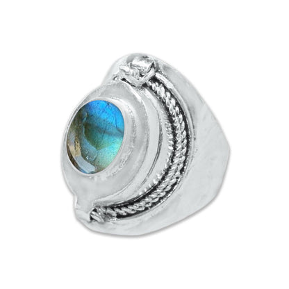 Handmade Silver-Plated Poison Rings with Semiprecious Gemstones