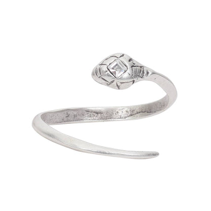 Handmade 945 Silver Plate over Brass Snake Bracelet With Clear Swarovski Crystal