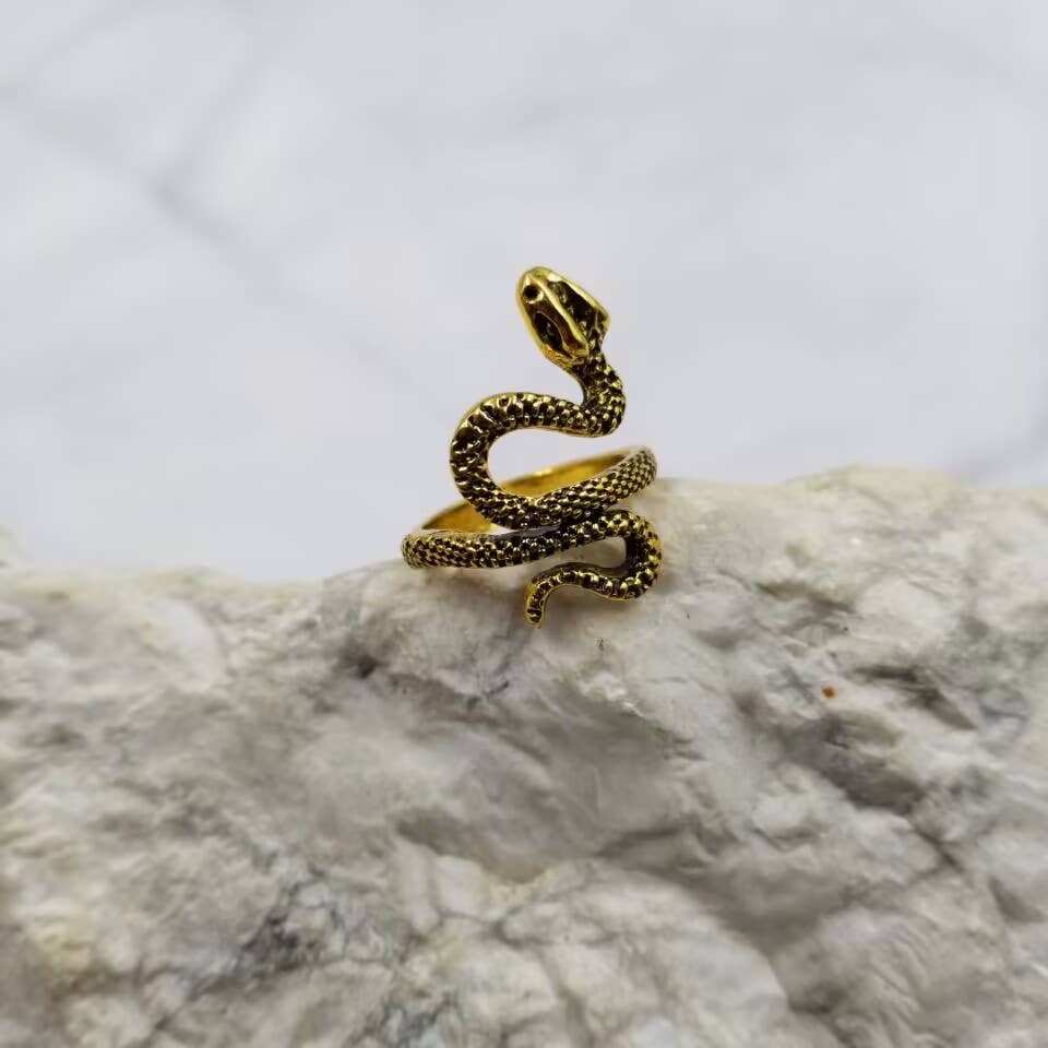 Hypoallergenic Stainless Steel 18 Gold Plate Snake Ring