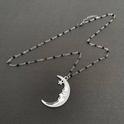 Silver Moon Charm Necklace