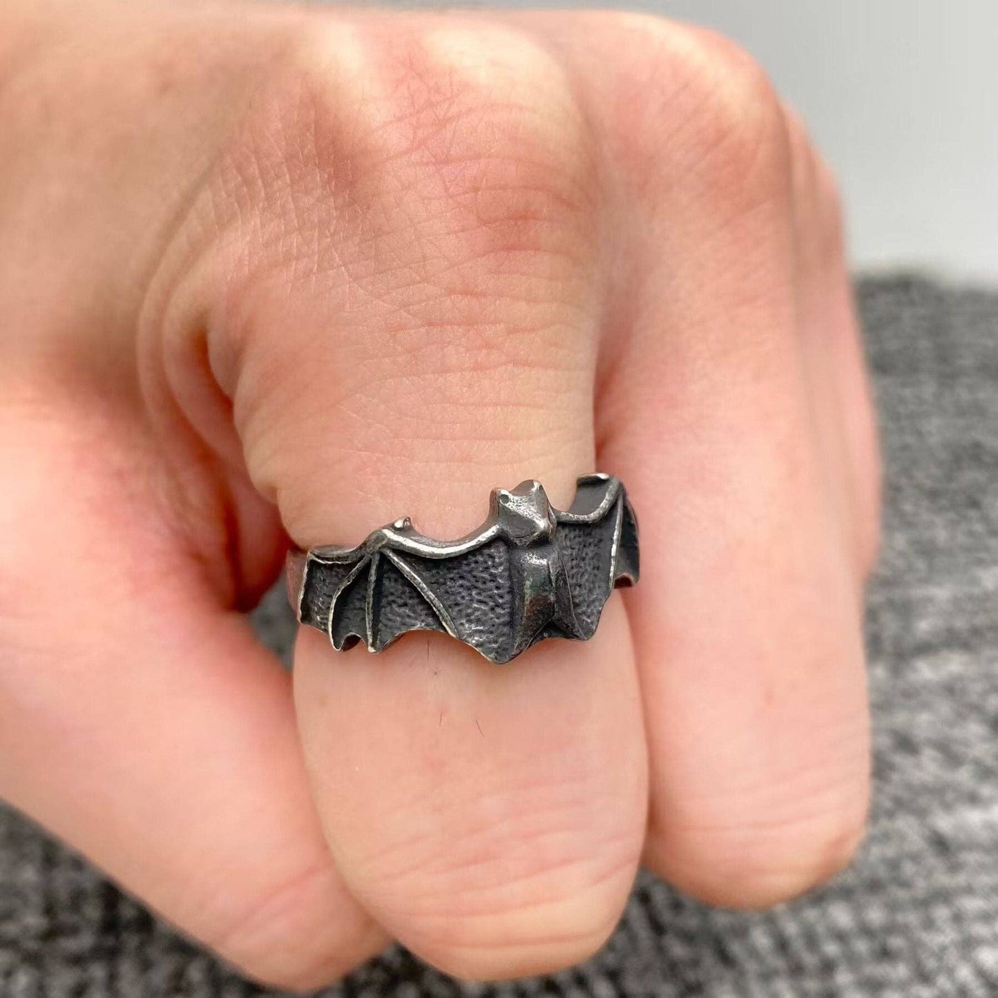 Blackening Bat Stainless Steel Ring