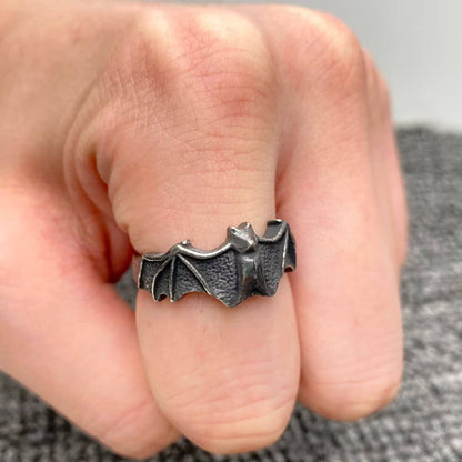 Blackening Bat Stainless Steel Ring