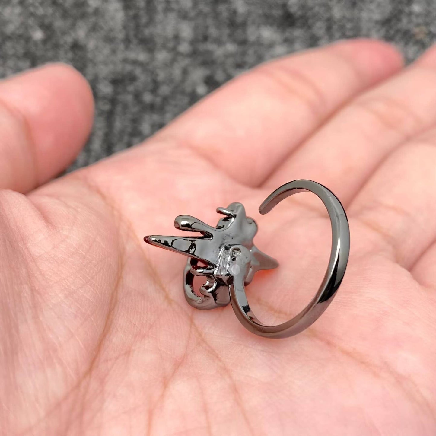 Gothic Red Star Adjustable Ring