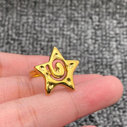 Hollow Vortex Star 18K Gold Plated S.Steel Ring