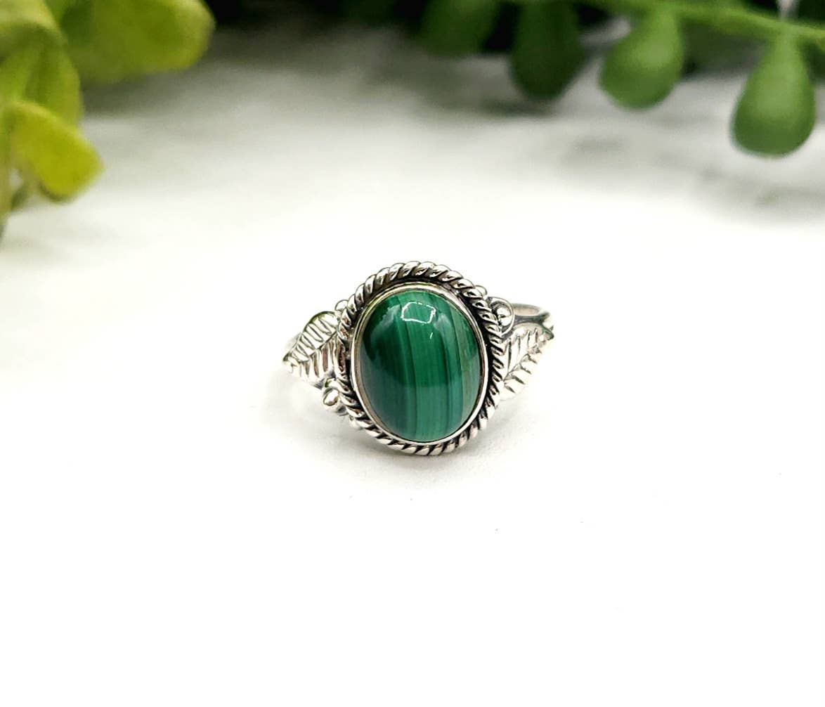 Malachite Semi-Precious Gemstone Sterling Silver (925) Ring