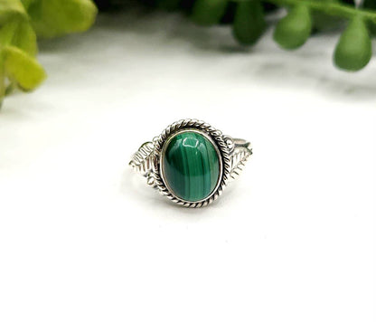 Malachite Semi-Precious Gemstone Sterling Silver (925) Ring