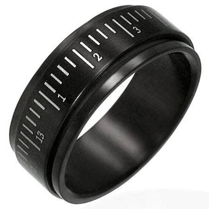 Black Ruler Stainless Steel Spinner Ring