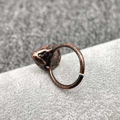 Drop-Shaped Black Agate Adjustable Ring