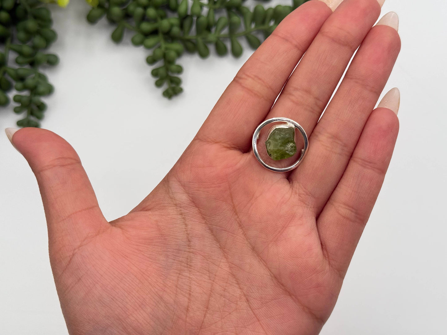 Peridiot Rough Gemstone 925 Sterling Silver Ring
