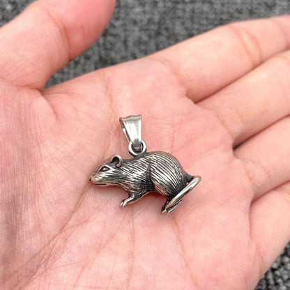 Stainless Steel Mouse Charm Pendant With Chain