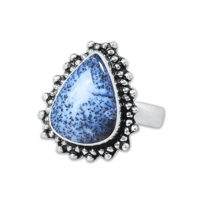 Dendrite Opal Ring ☆ Handmade, Silver-Plated (US Sizes 6–10)