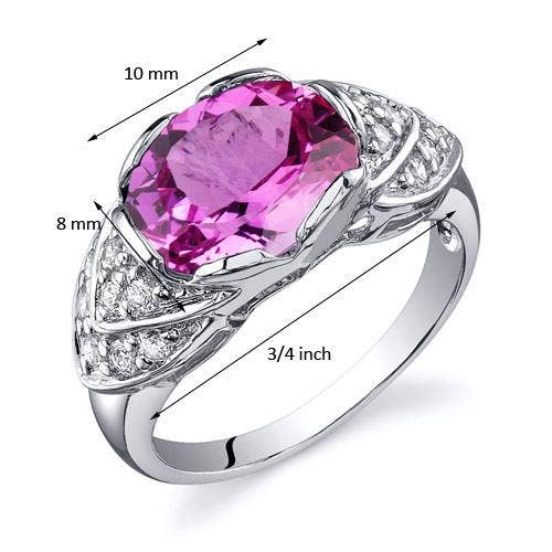 Lab-Grown Pink Sapphire Oval Cut Sterling Silver Ring Size 8
