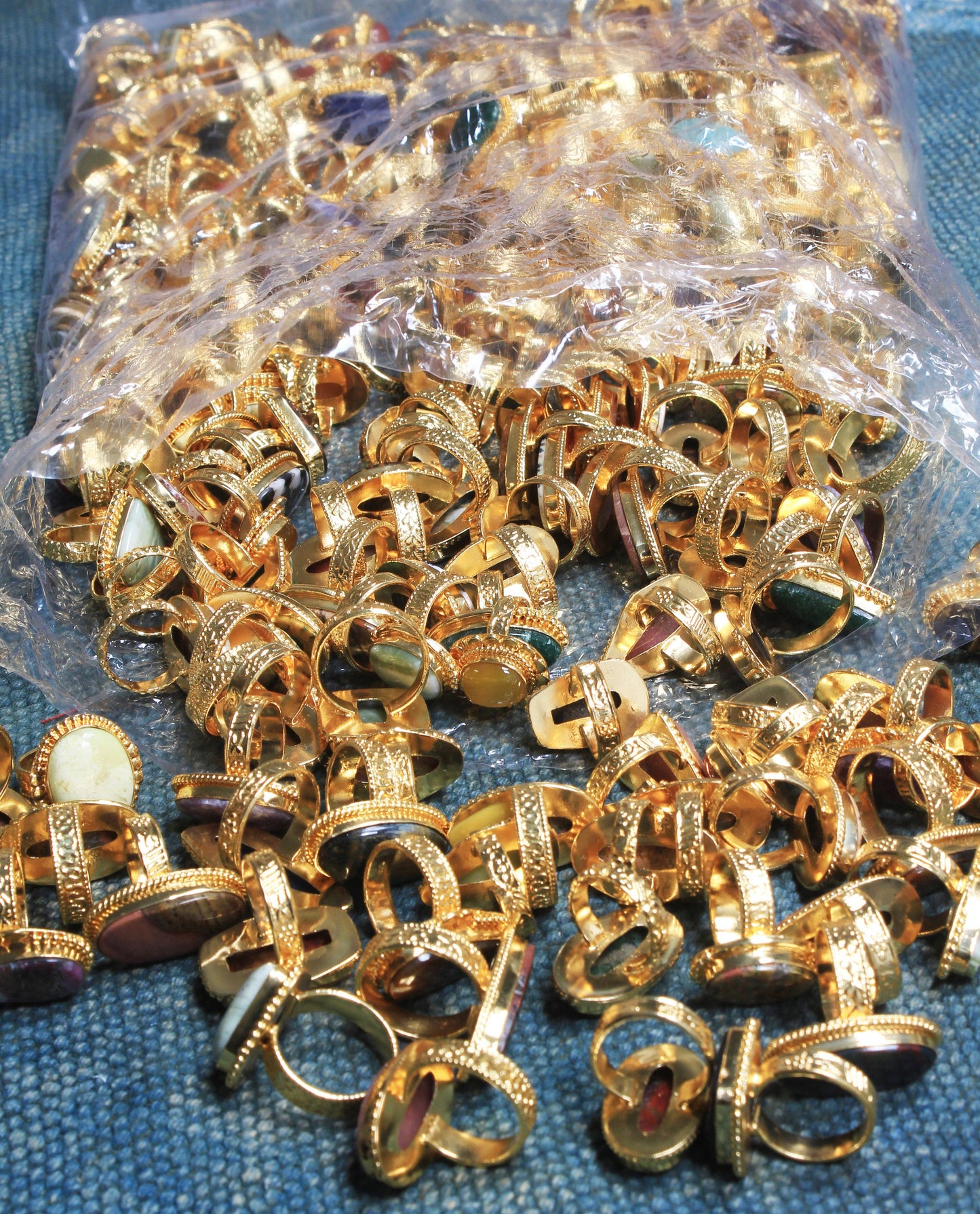 Assorted Semiprecious Stone Rings ☆ Silver Plated, Mixed Sizes, Assorted Designs