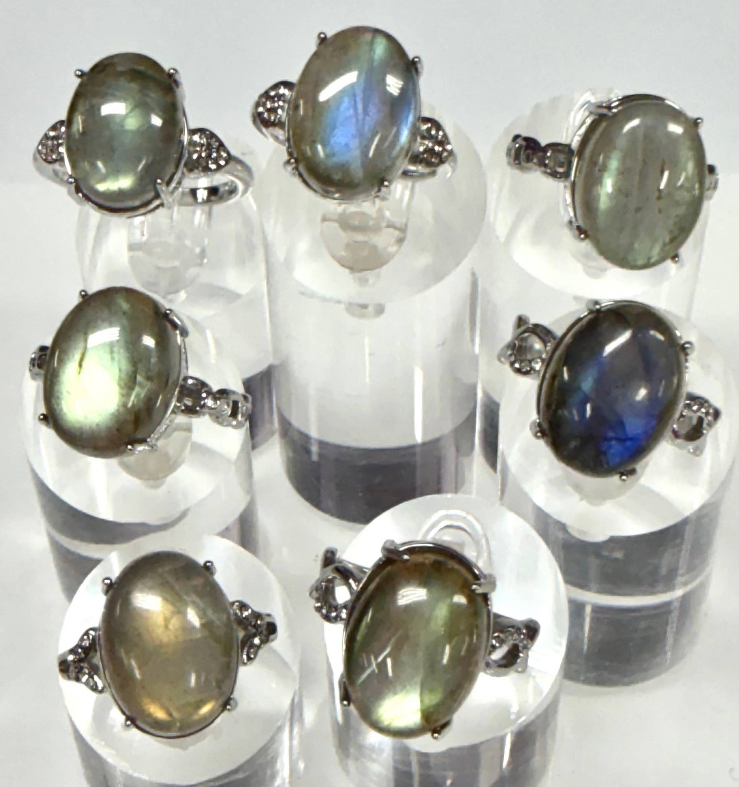 Natural Labradorite Stainless Steel Rings