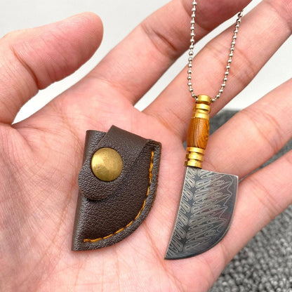 Laser Damascus Pattern Mini Portable Pocket Knife With Cover