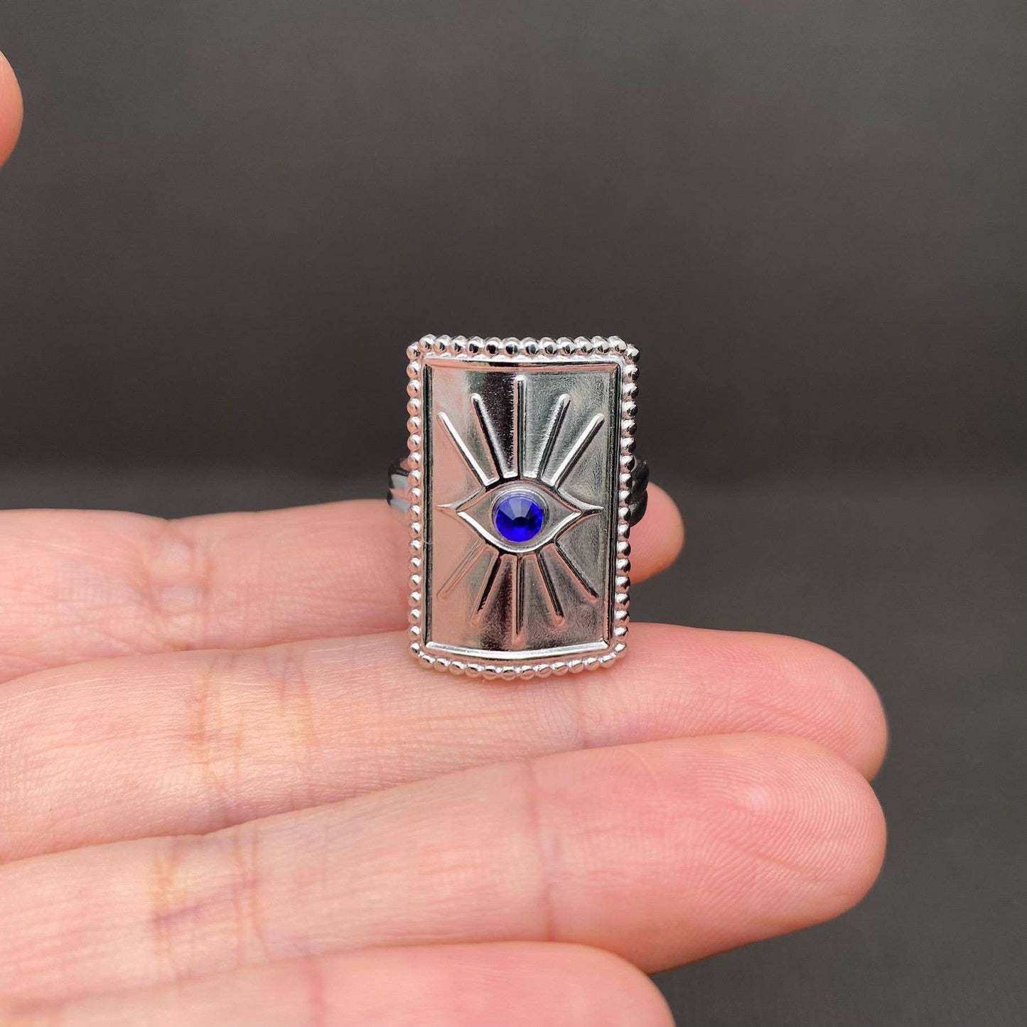 Swarovski Crystal ☆ Evil Eye 18K Gold Plated Stainless Steel Ring