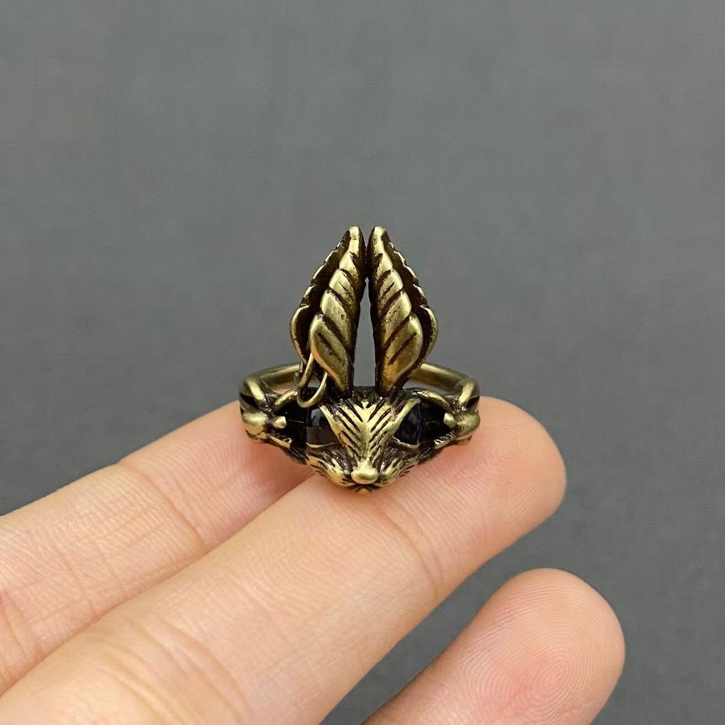 Vintage Rabbit Head Bronze Adjustable Ring