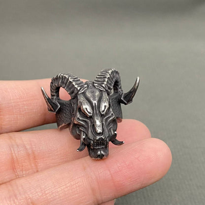 Horned Lucifer Stainless Steel Ring