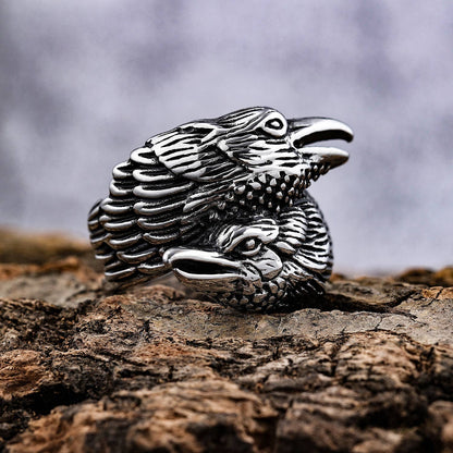 Double Raven Head Ring