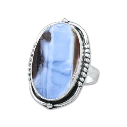 Blue Owyhee Opal Rings ☆ Handmade, Silver-Plated, Soft Sky-Toned Gemstone