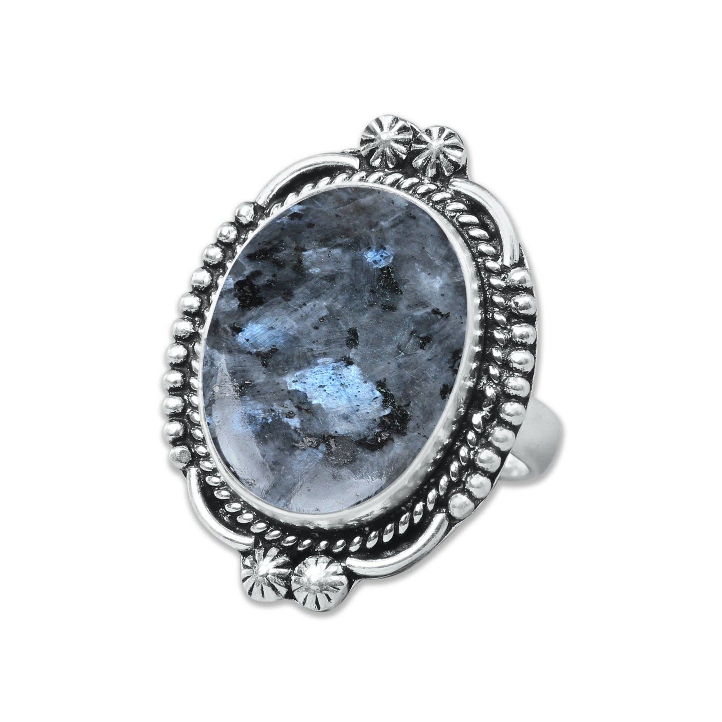 Larvikite Rings ☆ Norwegian Moonstone ☆ Handmade, Silver-Plated
