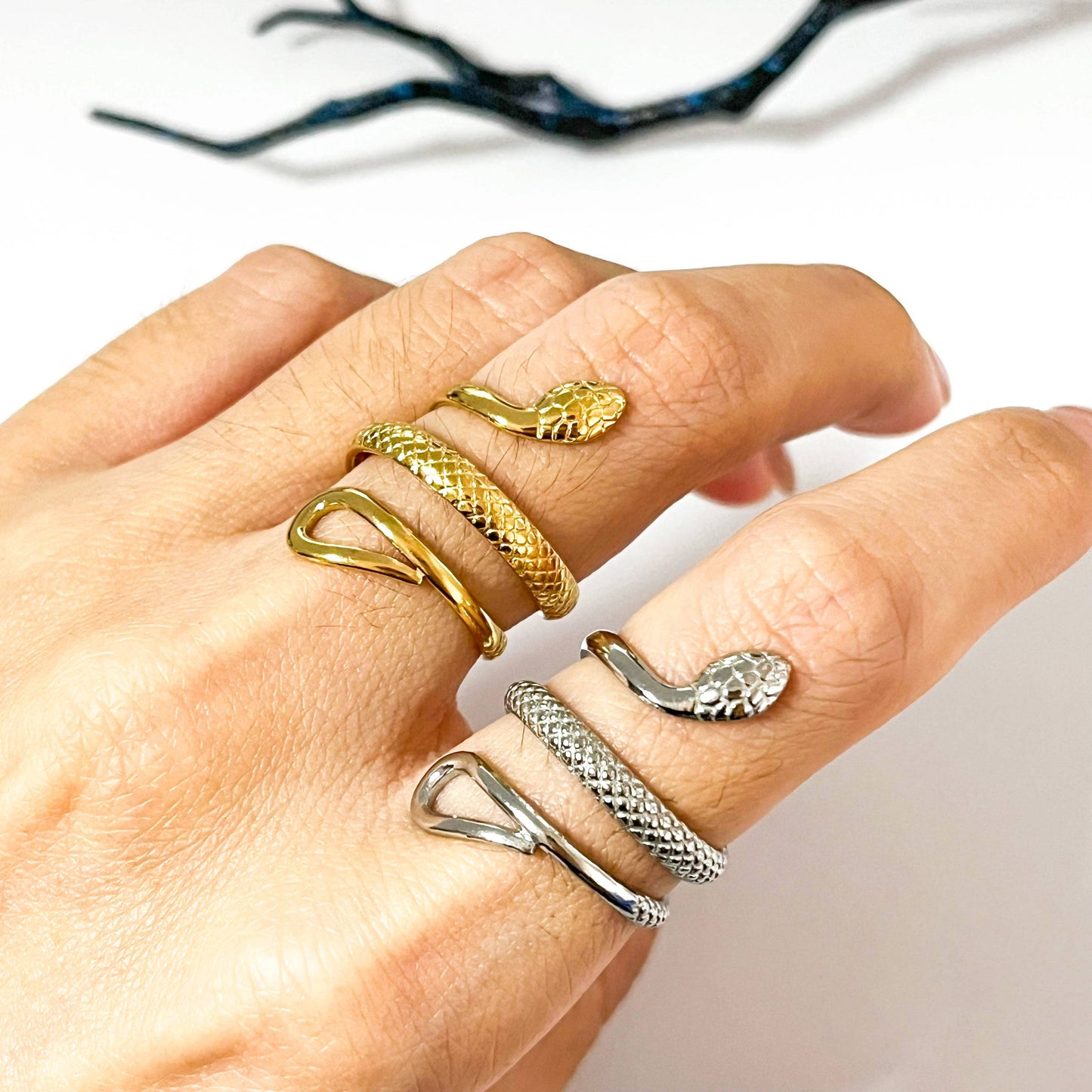 Hollow Snake Adjustable Open Ring