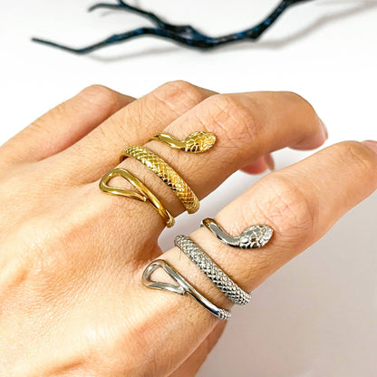 Hollow Snake Adjustable Open Ring