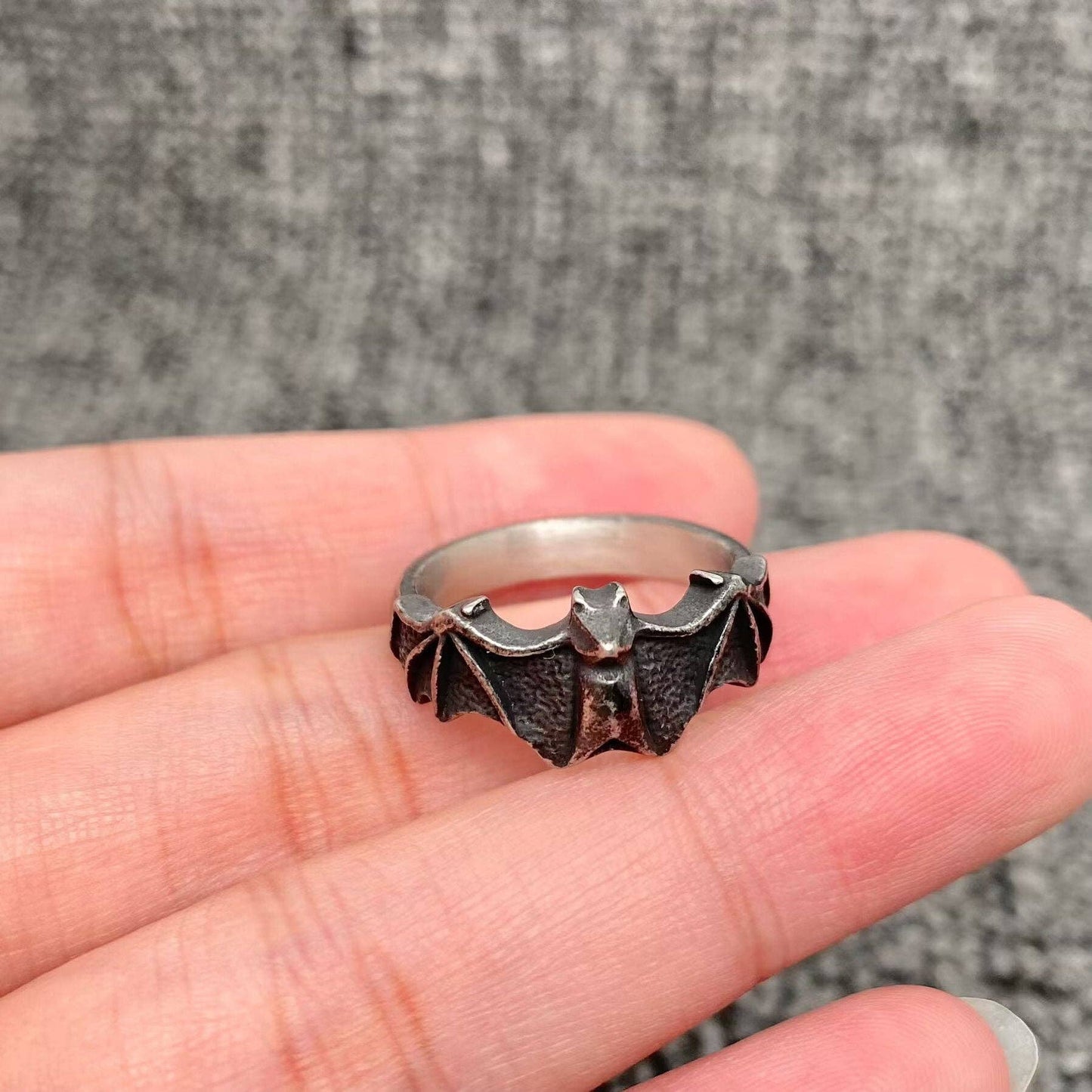 Blackening Bat Stainless Steel Ring