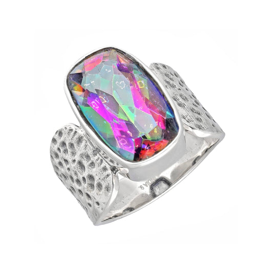 925 Sterling Silver Regular Mystic Quartz Bohemian Ring